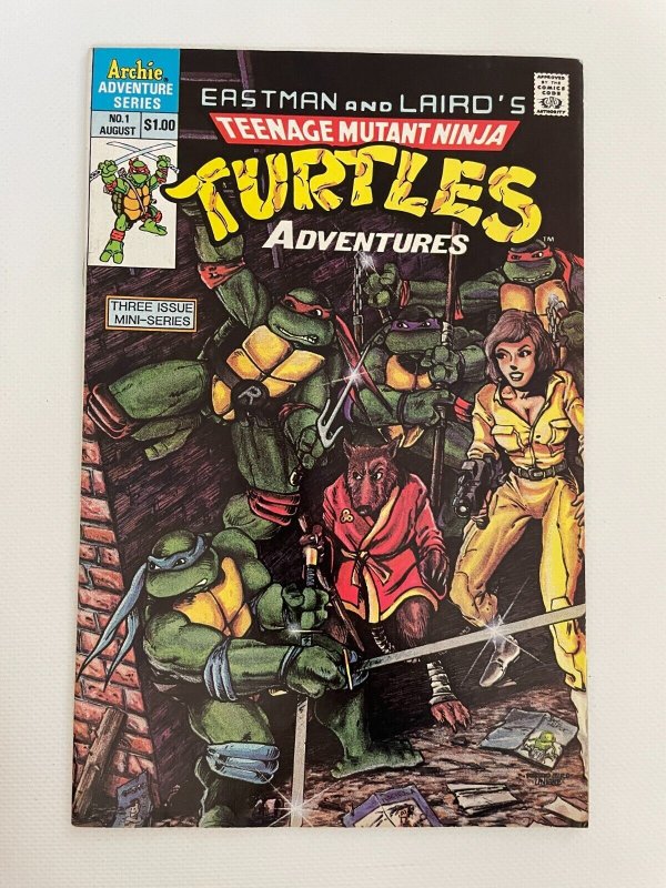 Teenage Mutant Ninja Turtles Adventures #1, raw comic book in VF/NM condition — front cover