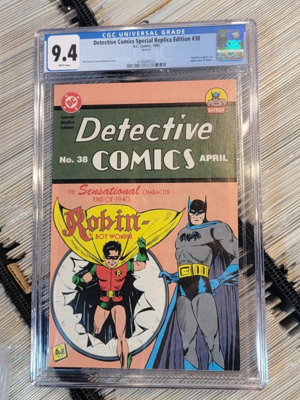Detective Comics Special Replica Edition #38 (DC Comics, 1995), CGC 9.4 graded comic book, Universal Blue label — front cover in its holder