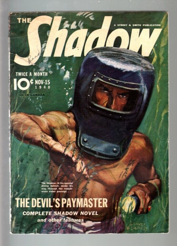 Shadow Nov #15 (1940), raw comic book in FN condition — front cover