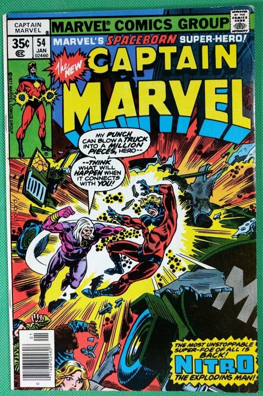 Captain Marvel #54 (Marvel Comics, 1968), raw comic book in FN+ 6.5 condition — front cover