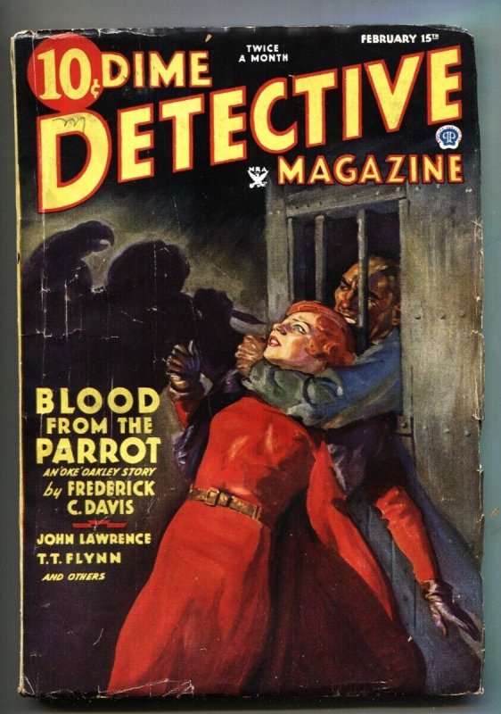 Dime Detective Pulp 2/15/35-Weird Menace Cover-Hard Boiled-VG (Popular Publications, 1935), raw comic book in VG condition — front cover