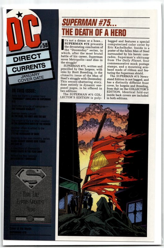 Direct Currents #58 (DC Comics, 1993), raw, ungraded comic book — front cover