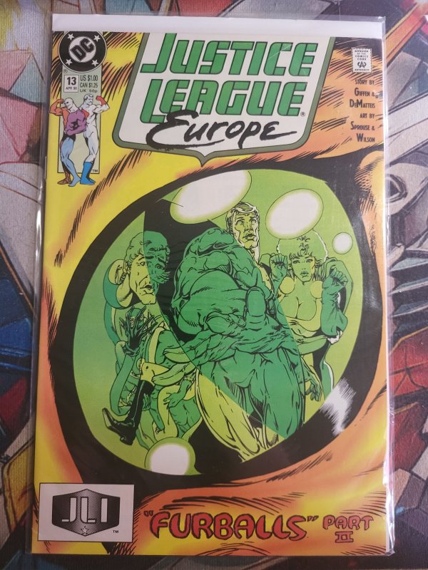 Justice League Europe #13 (1990), raw, ungraded comic book — front cover