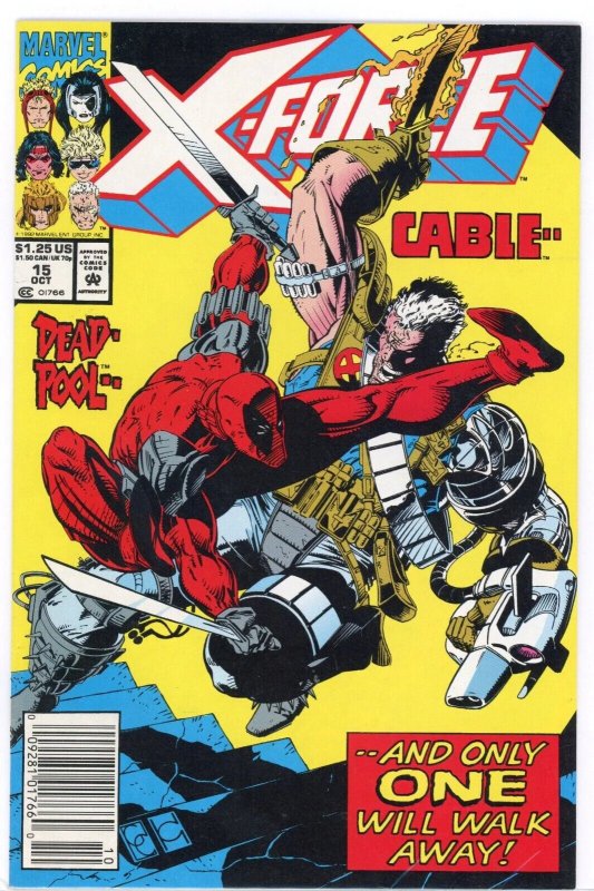 X-Force #15 (Marvel Comics, 1992), raw comic book in NM- 9.2 condition — front cover