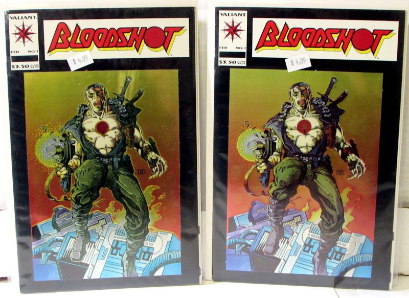 Bloodshot Lot of 2 #1 x2 (1993) Valiant 7.5 Chromium Cover 1st Print Comic Books (Valiant Comics, 1993), raw comic book in 7.5 condition — front cover