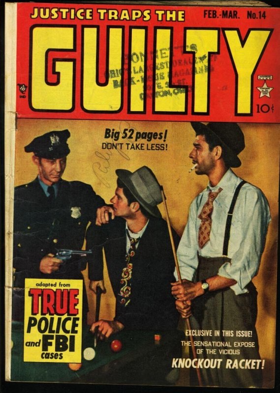 Justice Traps the Guilty #14-1950-Photo Cover Vg-, raw comic book in VG- condition — front cover