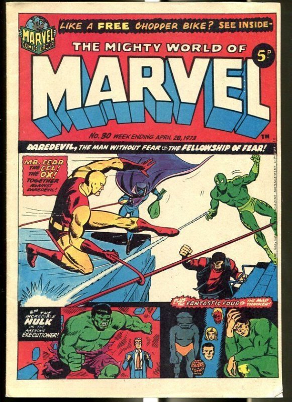 Mighty World of Marvel #30 (Marvel Comics), raw comic book in FN condition — front cover