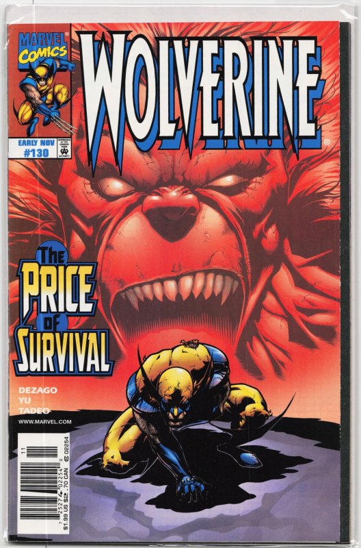 Wolverine #130 (Marvel Comics, 1998), raw, ungraded comic book — front cover