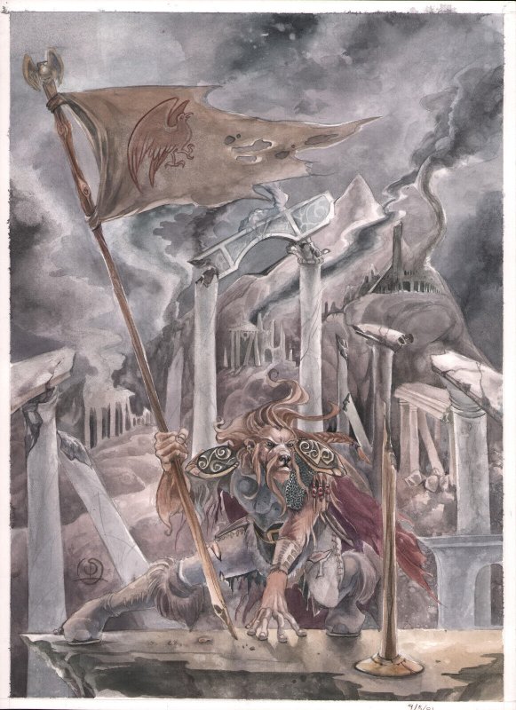 High Fantasy Lion Warrior Painted Art - Signed Art by Stephanie Law - 2001 (2001), raw, ungraded comic book — front cover