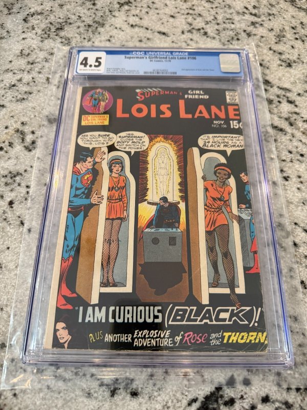Superman's Girlfriend Lois Lane #106 (DC Comics), CGC 4.5 graded comic book, Universal Blue label — front cover in its holder
