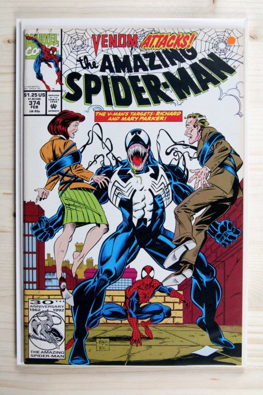 The Amazing Spider-Man #374 (Marvel Comics, 1993), raw comic book in NM- 9.2 condition — front cover