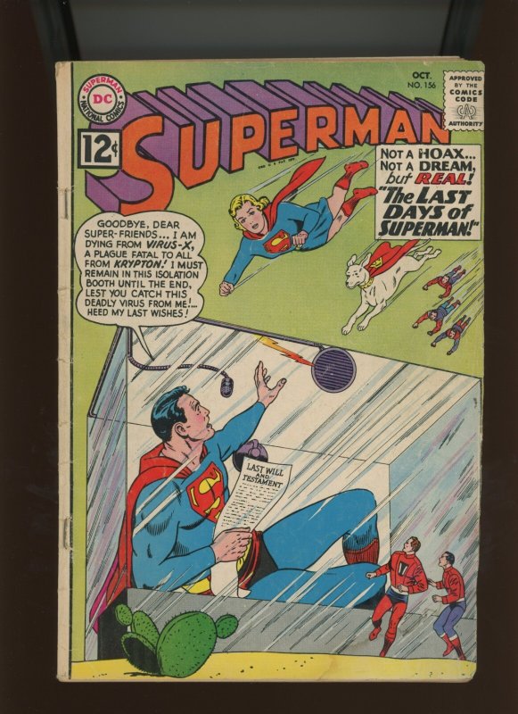 Superman #156 (DC Comics, 1962), raw comic book in 3.0 condition — front cover