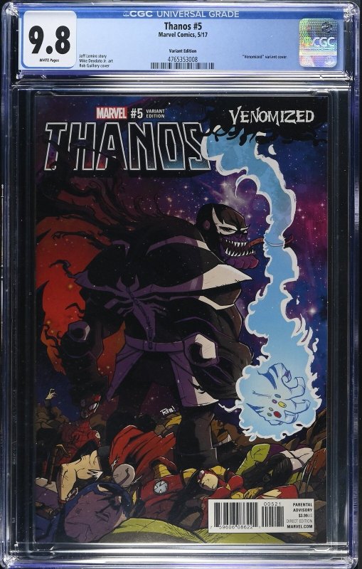 Thanos #5 (Marvel Comics, 2017), CGC 9.8 graded comic book, Universal Blue label — front cover in its holder