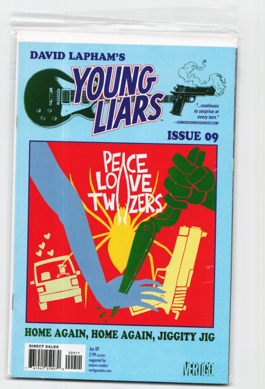 Young Liars #9 (Vertigo, 2009), raw, ungraded comic book — front cover