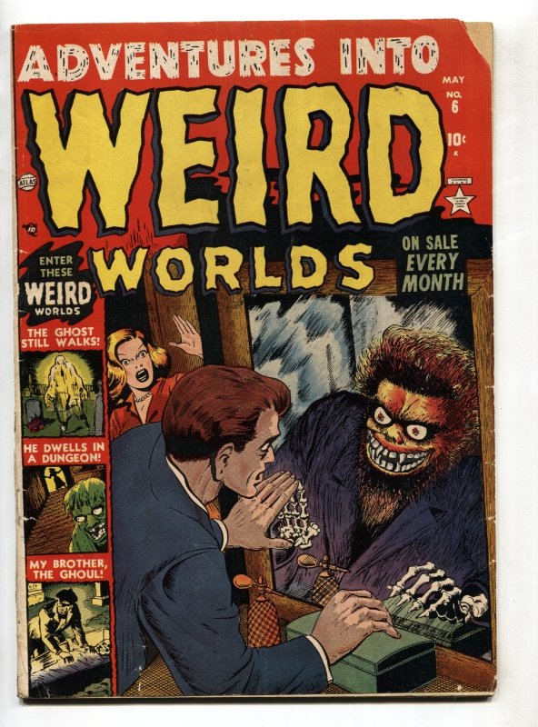 Adventures into Weird Worlds #6 (Atlas Comics, 1952), raw comic book in VG+ condition — front cover