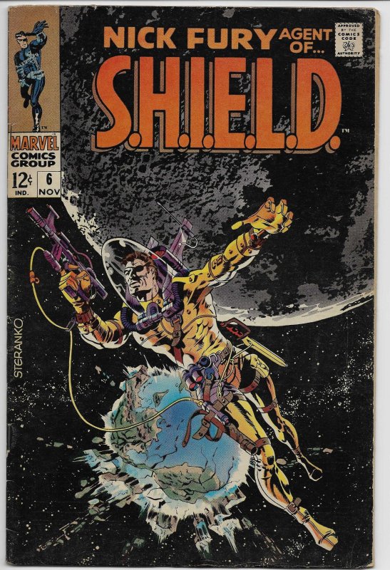 Nick Fury, Agent of SHIELD #6 (Marvel Comics, 1968), raw comic book in FN- condition — front cover