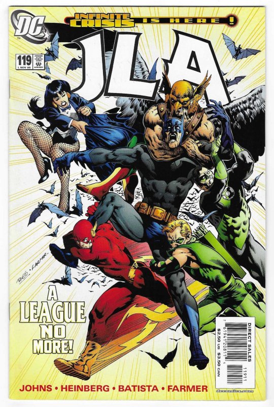 JLA #119 (DC Comics, 2005), raw, ungraded comic book — front cover