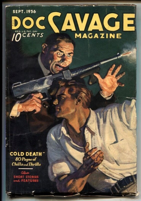 Pulp: Doc Savage Pulp September 1936- Cold Death FN (Street & Smith, 1936), raw comic book in FN condition — front cover