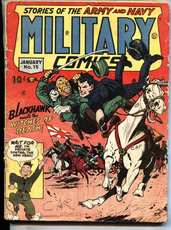 Military Comics #15 (Quality Comics, 1944), raw, ungraded comic book — front cover