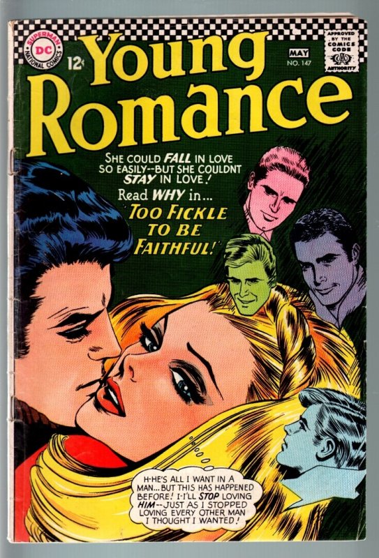Young Romance #147 (DC Comics, 1967), raw comic book in VG- condition — front cover