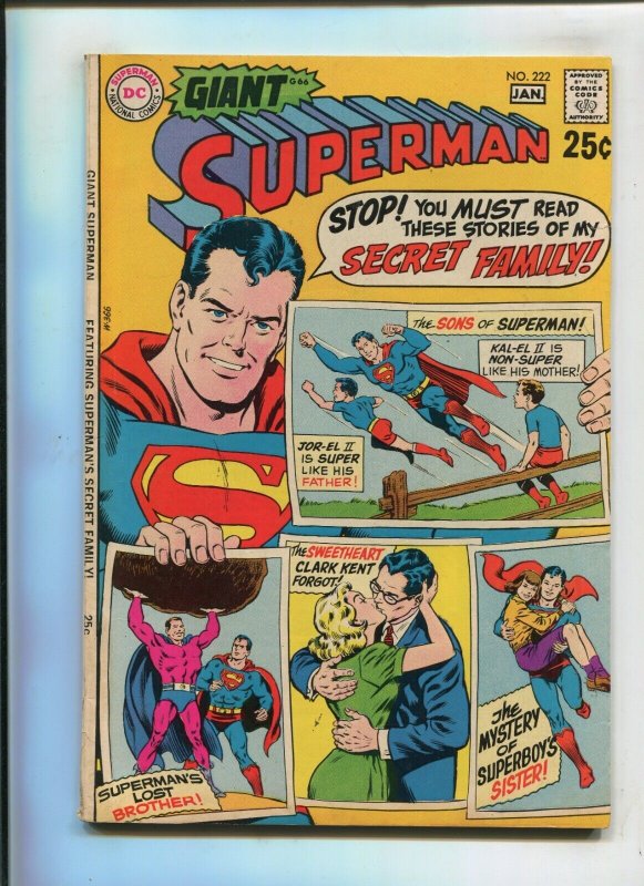 Superman #222 (DC Comics, 1970), raw comic book in 6.5 condition — front cover