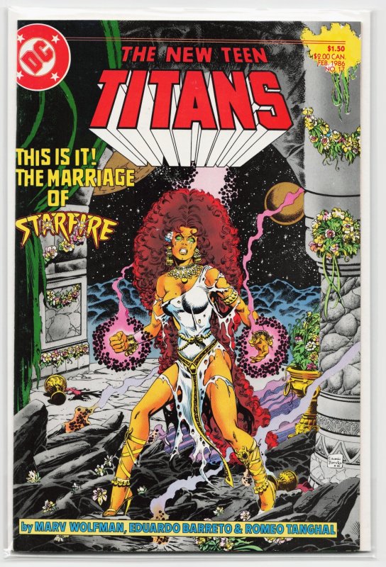 The New Teen Titans #17 (DC Comics, 1986), raw, ungraded comic book — front cover