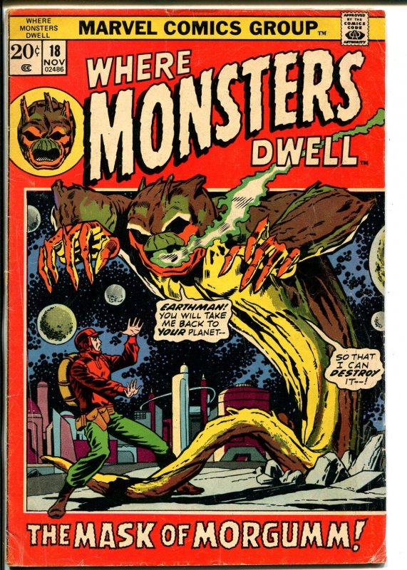 Where Monsters Dwell #18 (Marvel Comics, 1972), raw comic book in VG condition — front cover