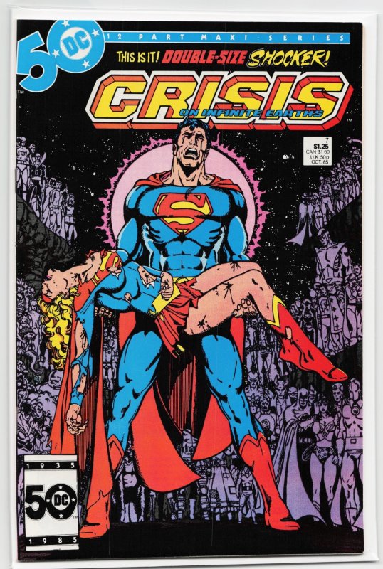 Crisis on Infinite Earths #7 (DC Comics, 1985), raw, ungraded comic book — front cover