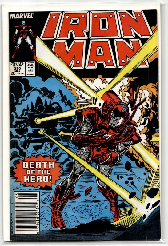 Iron Man #230 (Marvel Comics, 1988), raw, ungraded comic book — front cover
