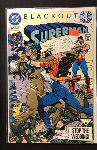 Superman #62 (DC Comics, 1991), raw, ungraded comic book — front cover