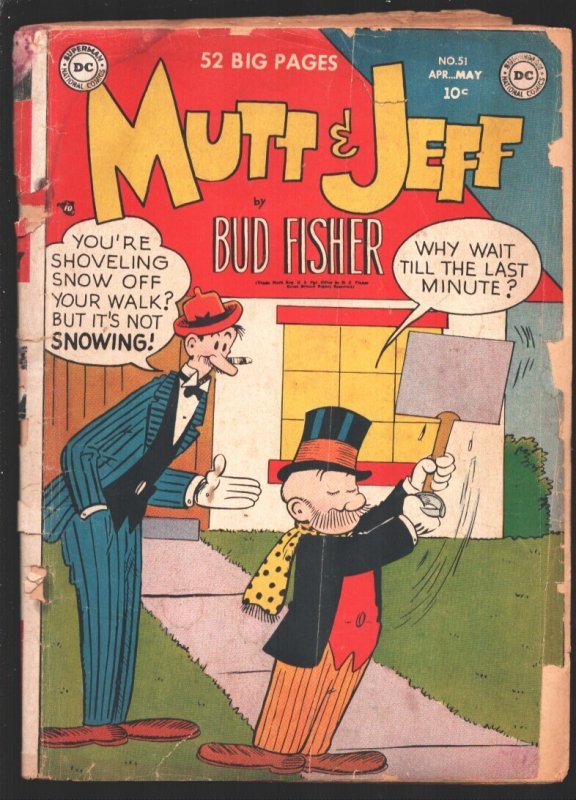 Mutt & Jeff #51 (DC Comics, 1951), raw comic book in FR condition — front cover