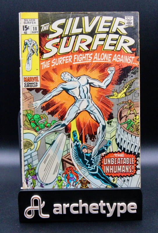 The Silver Surfer #18 (Marvel Comics, 1970), raw comic book in GD/VG condition — front cover