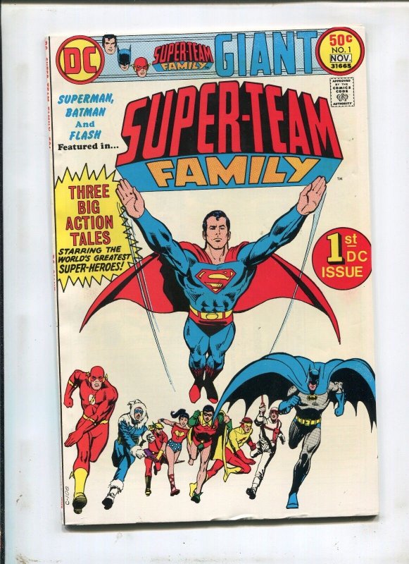 Super-Team Family #1 (DC Comics, 1975), raw comic book in 9.2 condition — front cover