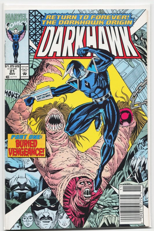 Darkhawk #21 (Marvel Comics, 1992), raw, ungraded comic book — front cover