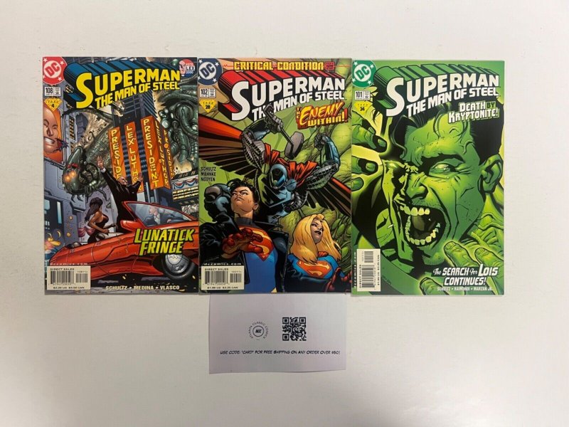3 Superman DC Comic Books #101, raw, ungraded comic book — front cover
