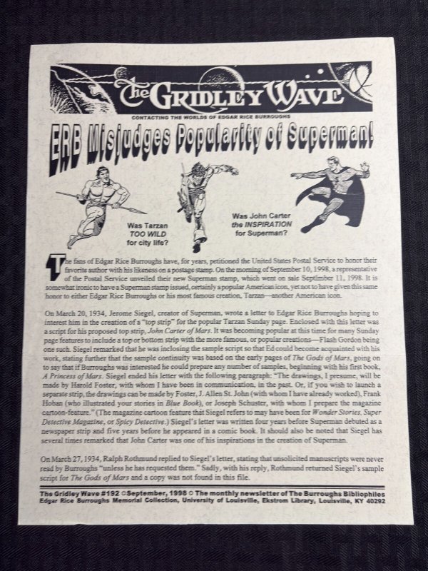 1998 THE Gridley Wave 2pg Newsletter #192 (1998), raw comic book in FN 6.0 condition — front cover
