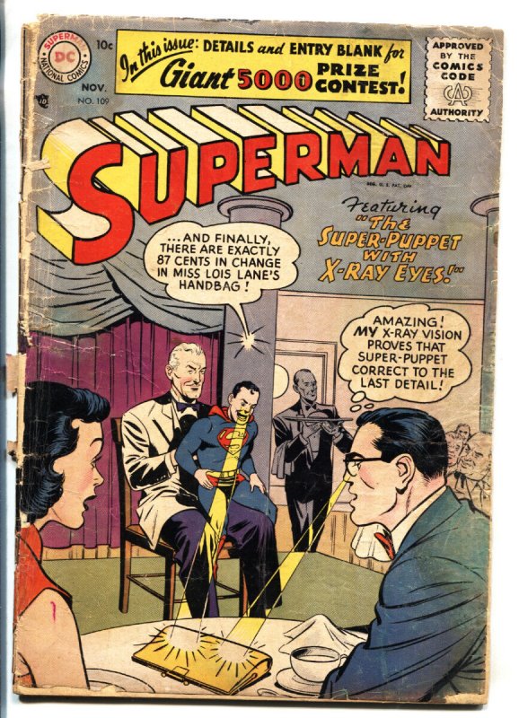 Superman #109 - 1956 - DC - FR/G - Comic Book (DC Comics, 1956), raw comic book in FR condition — front cover