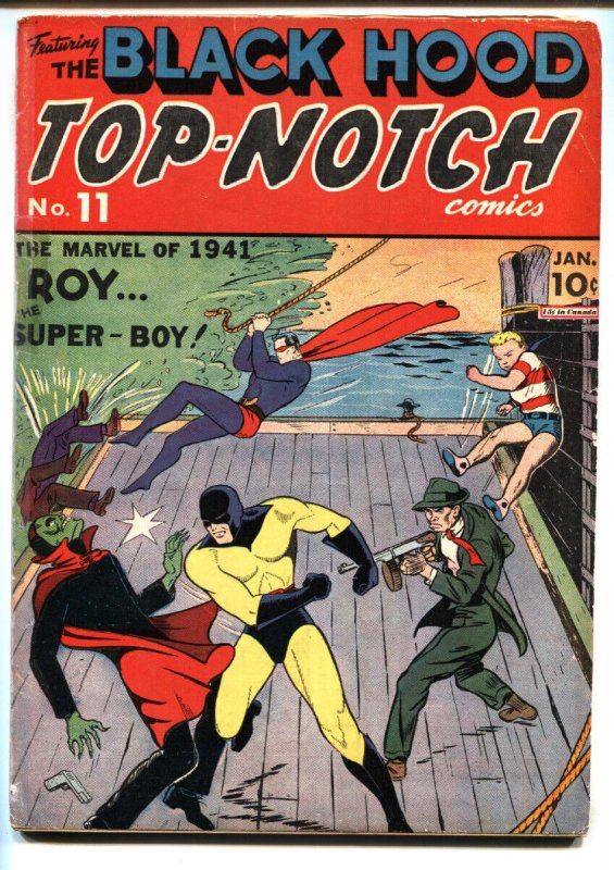 Top-Notch Comics #11-1941-Black HOOD-Rare-Golden-Age Superhero Comic Book, raw, ungraded comic book — front cover