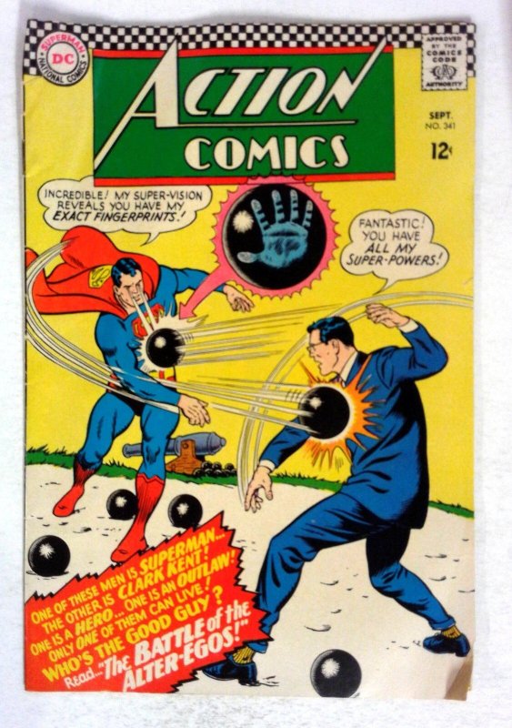 Action #341 (DC Comics, 1966), raw comic book in VG condition — front cover