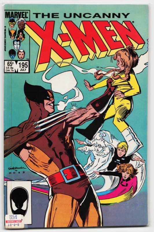The Uncanny X-Men #195 (Marvel Comics, 1985), raw, ungraded comic book — front cover