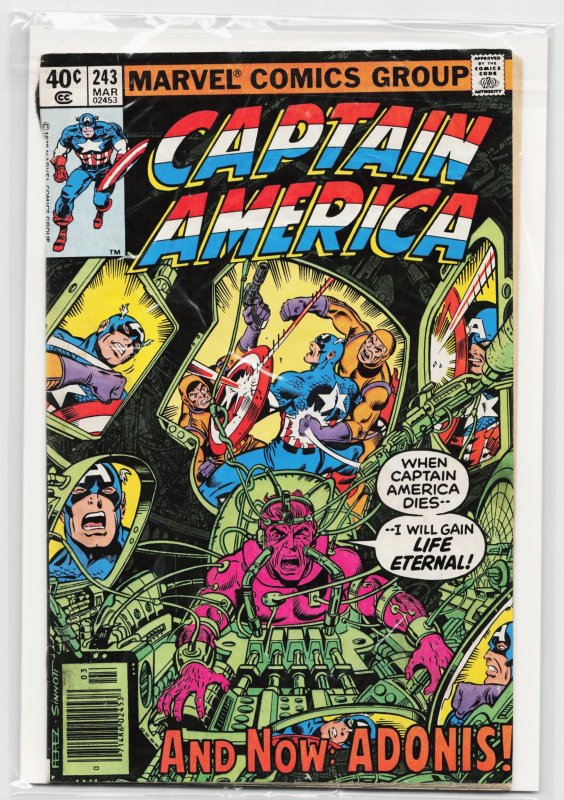 Captain America #243 (Marvel Comics, 1980), raw, ungraded comic book — front cover