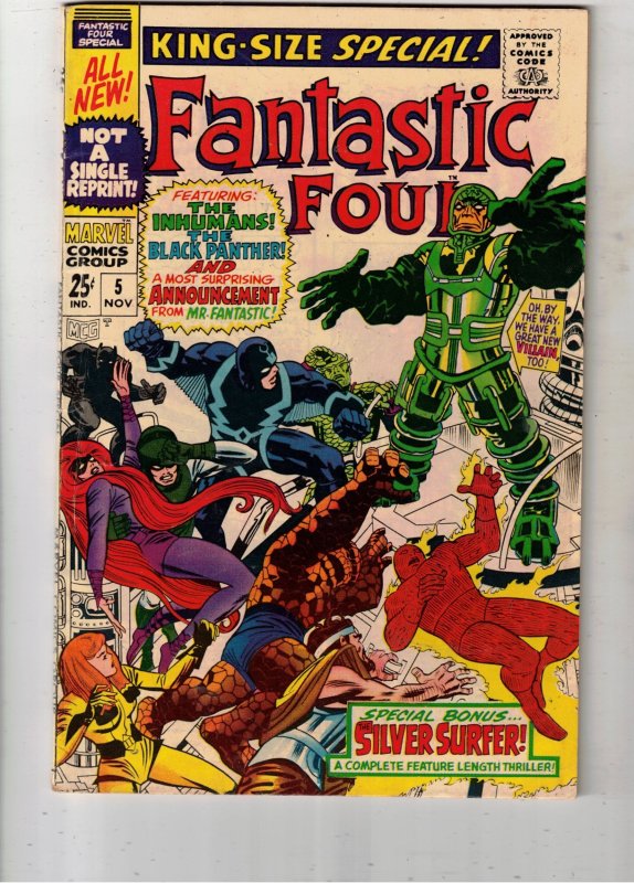 Fantastic Four King-Size Special #5 (1967), raw comic book in FN/VF condition — front cover
