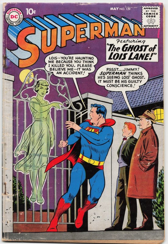 Superman #129 (DC Comics, 1959), raw, ungraded comic book — front cover