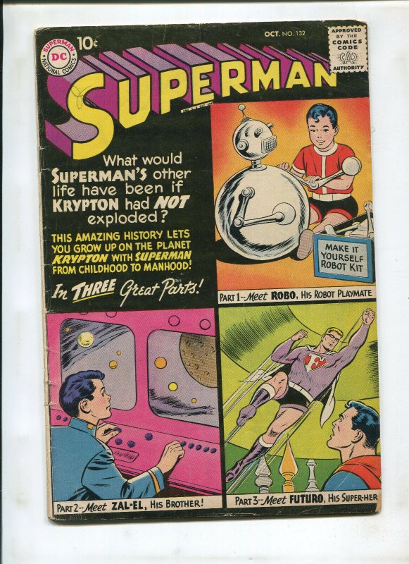 Superman #132 (DC Comics, 1959), raw comic book in 4.5 condition — front cover