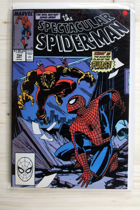 The Spectacular Spider-Man #154 (Marvel Comics, 1989), raw comic book in VF/NM 9.0 condition — front cover