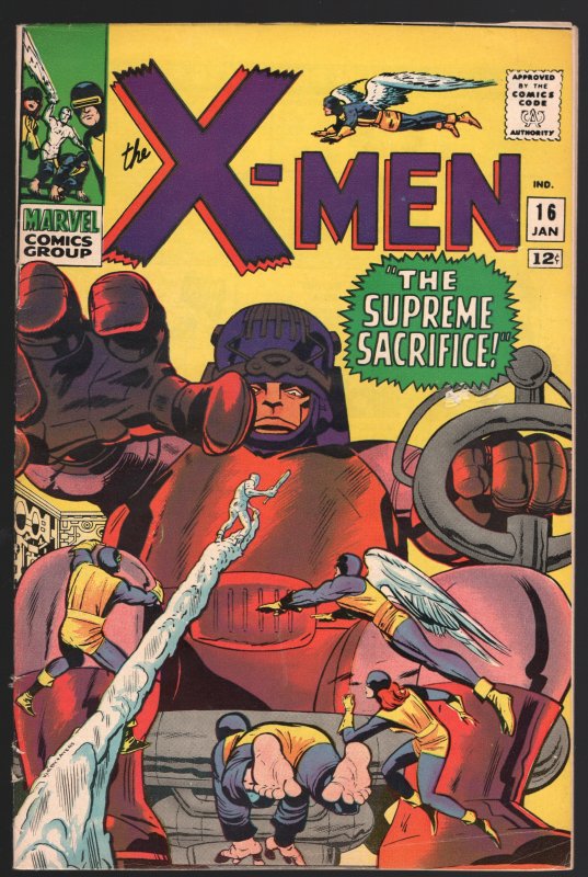 X-Men #16 (Marvel Comics, 1966), raw comic book in VG 5.0 condition — front cover