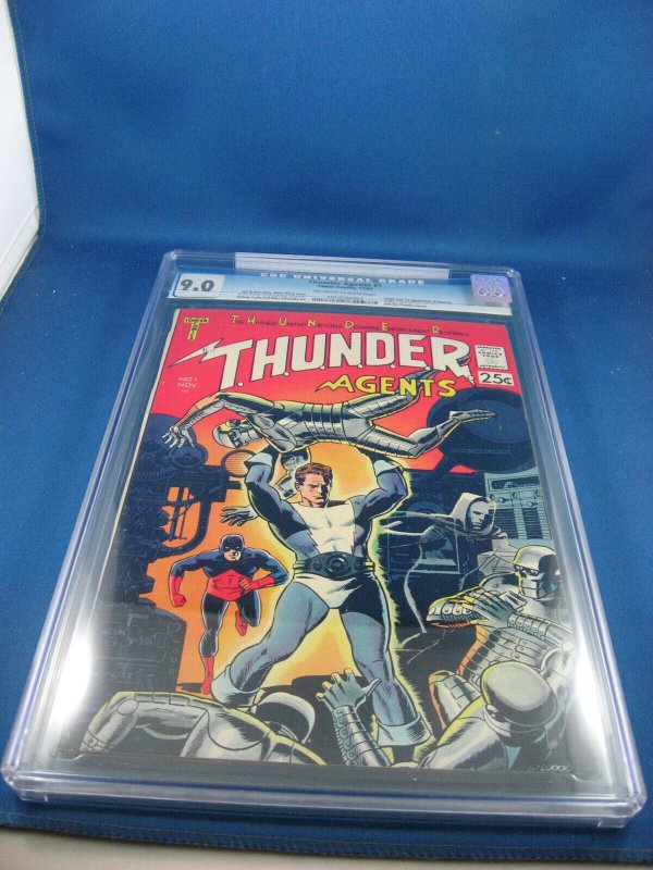 Thunder Agents #1 (1965), CGC 9.0 graded comic book, Universal Blue label — front cover in its holder