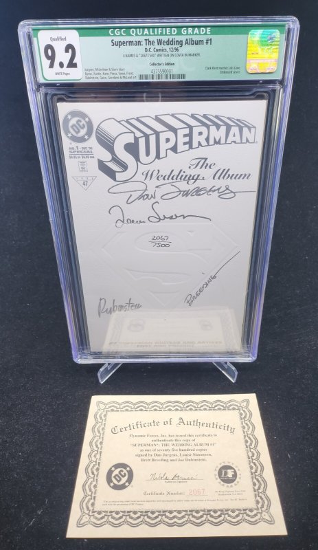Superman: The Wedding Album #1 (1996), CGC 9.2 graded comic book — front cover in its holder