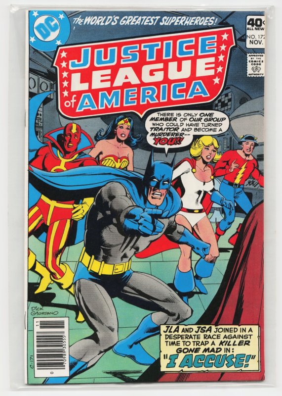 Justice League of America #172 (DC Comics, 1979), raw, ungraded comic book — front cover