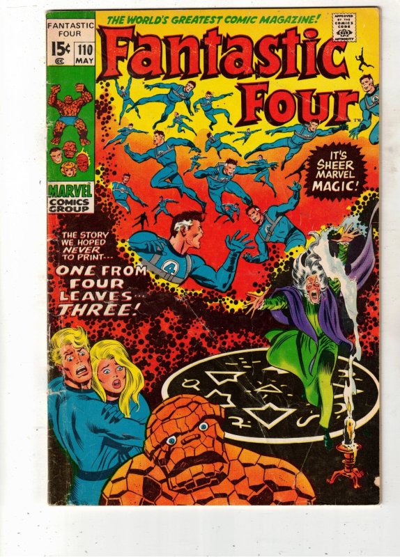 Fantastic Four #110 (Marvel Comics, 1971), raw comic book in VG/FN condition — front cover